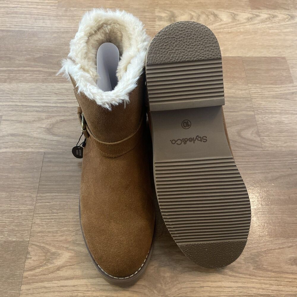 Style & Co Korri Pull-On Buckled Cold Weather ankle Booties Chestnut 10M New - Picture 8 of 10